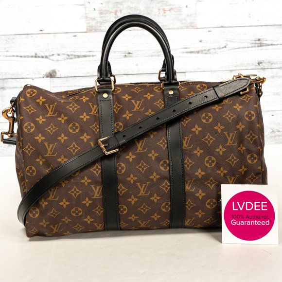 Louis Vuitton Handbags - Louis Vuitton Keepall Monogram Canvas Black Leather Travel Bag Large